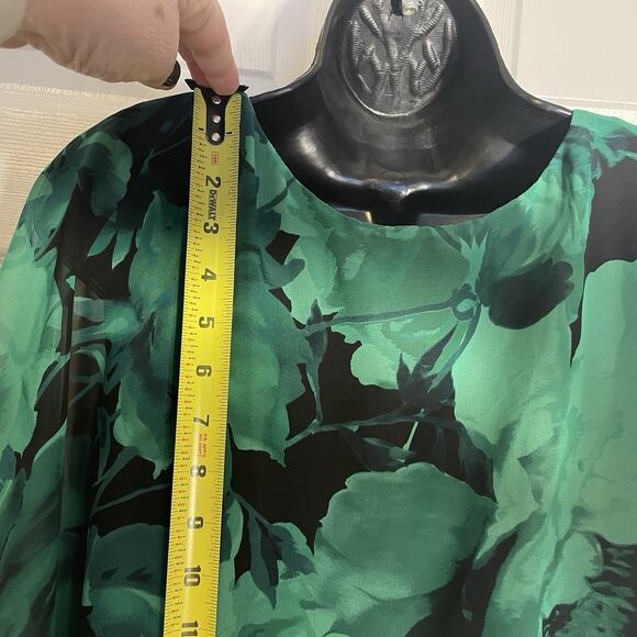 Vintage Y2K Connected Apparel Dress Women 14 Black Sleeveless Green Floral Drape - Picture 4 of 9